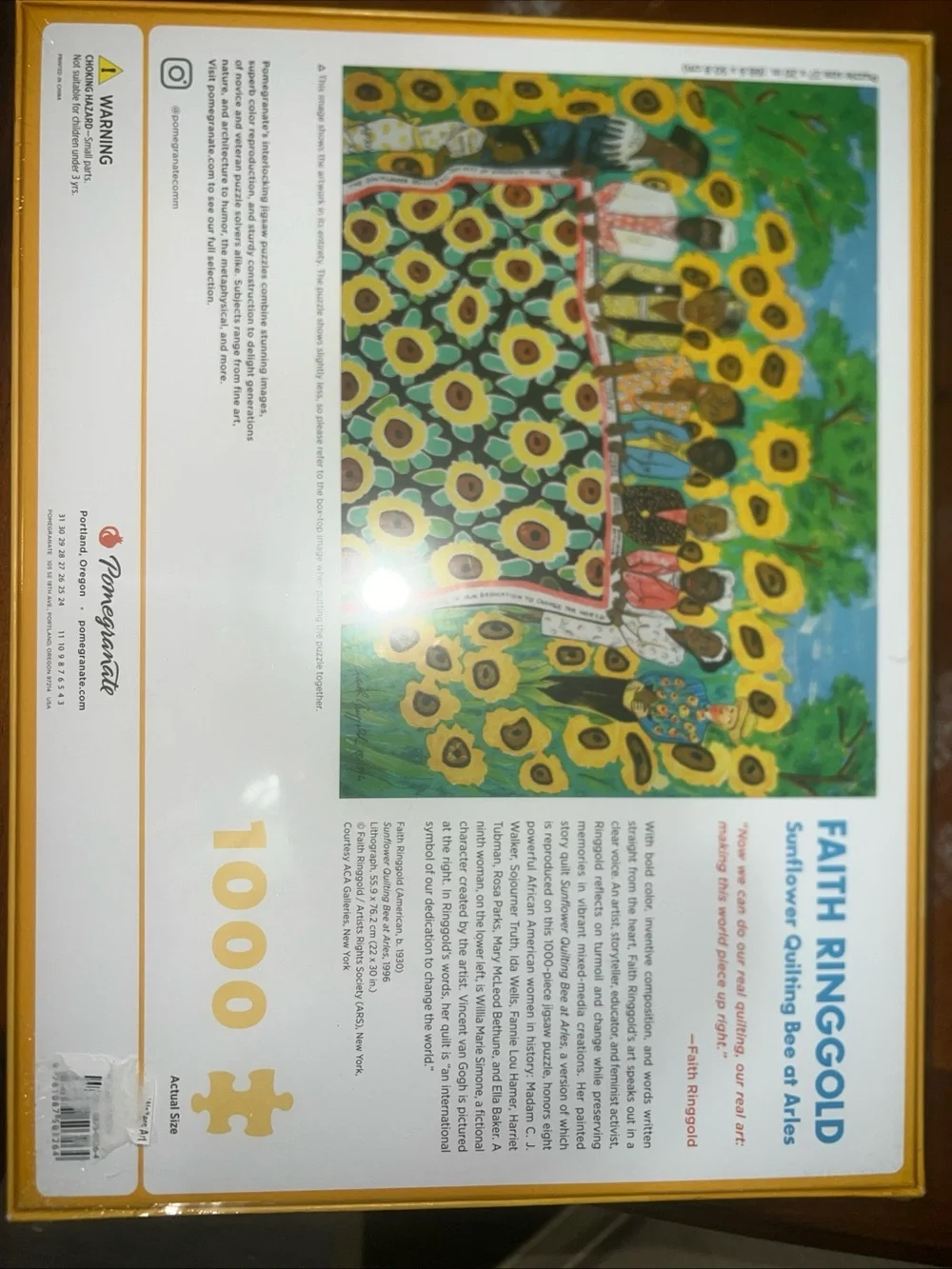 Faith Ringgold Sunflower Quilting Bee 1000-Piece Puzzle - Yellow & Green